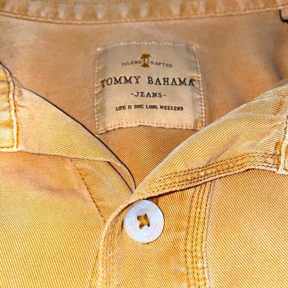 Tommy Bahama Mustard Yellow Distressed Button-Up Shirt - Picture 6 of 6